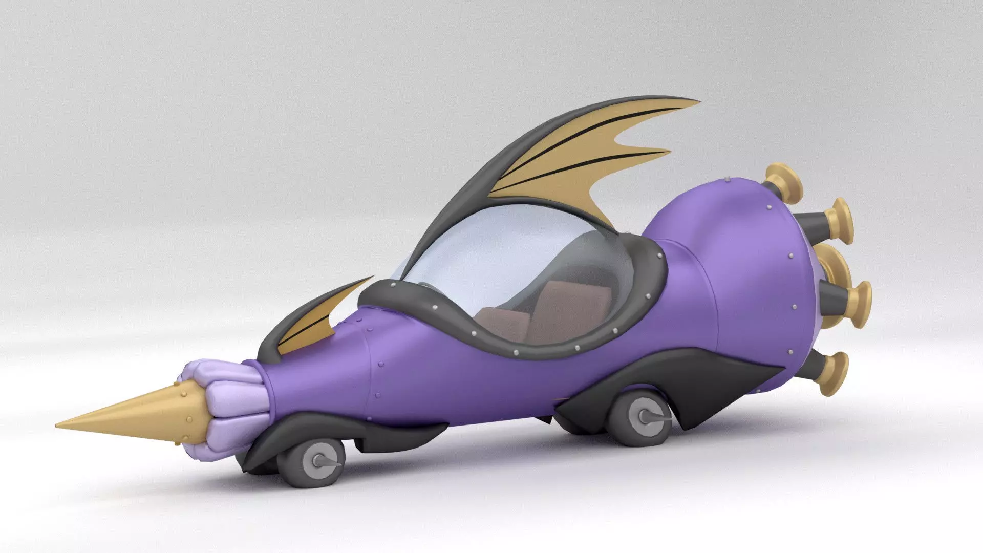 The Mean Machine - Wacky Races Low-poly 3D model_0