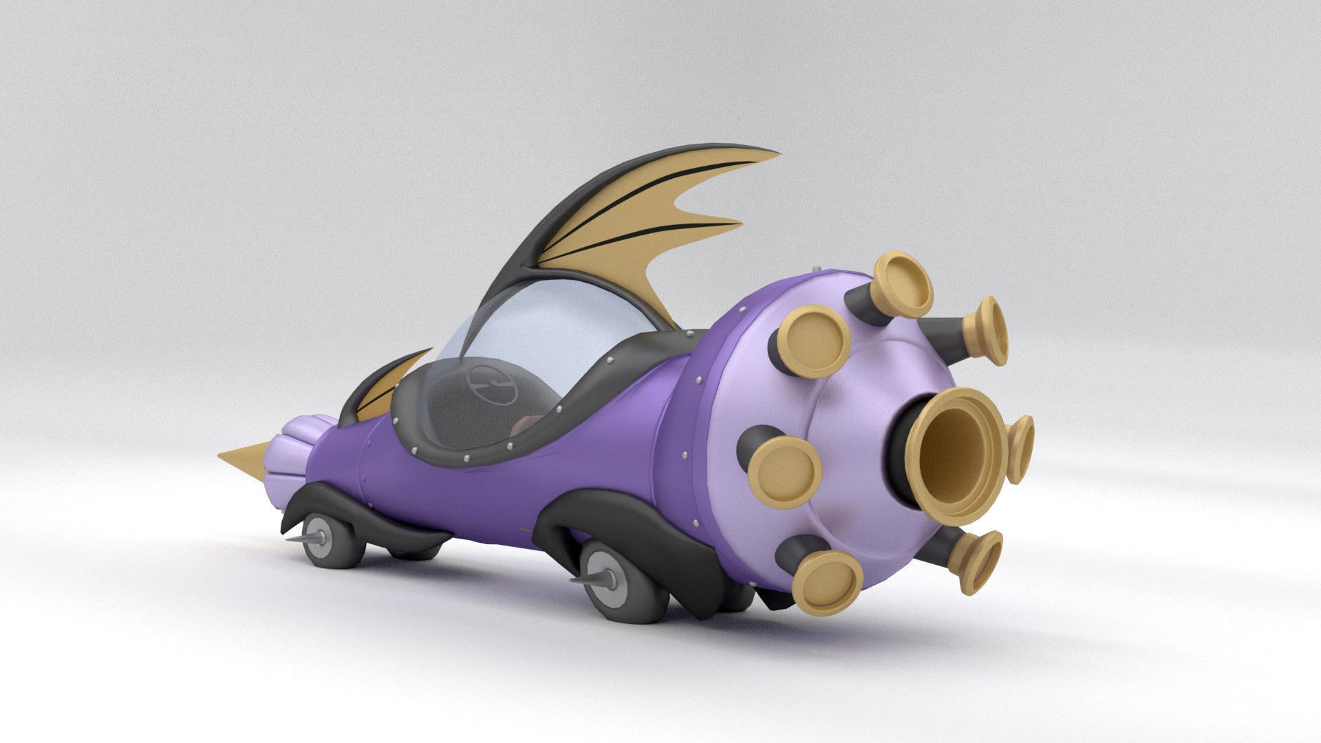 The Mean Machine - Wacky Races Low-poly 3D model_2