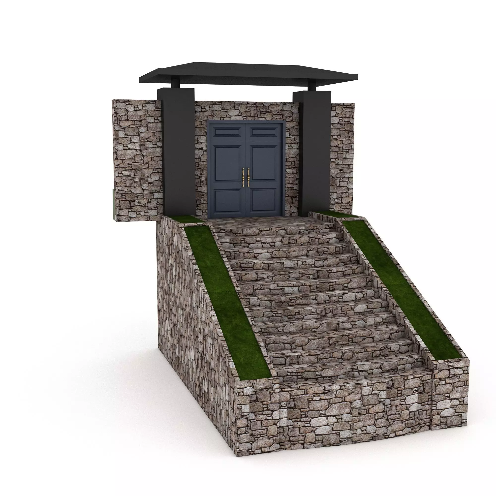 3D garden wall door Low-poly 3D model