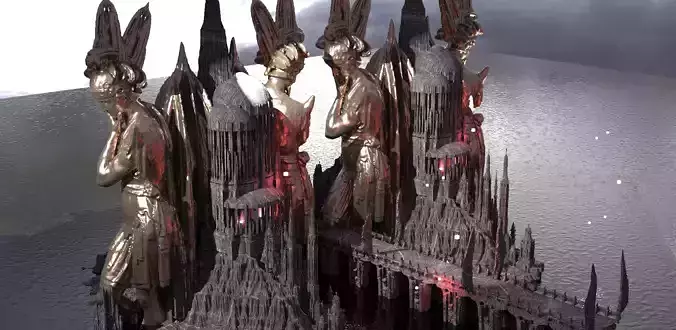 Apollo Sun God Temple 3 Towers 3D model