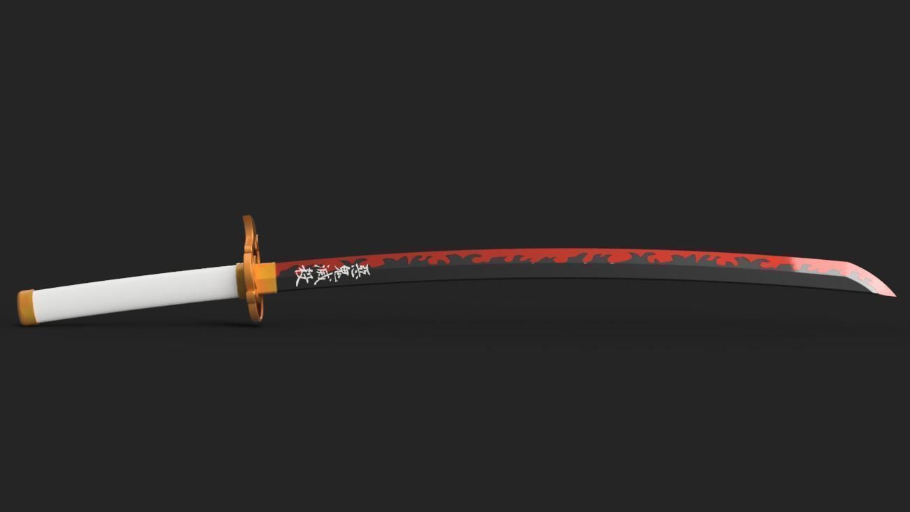 Demon Slayer Kimetsu no Yaiba -Kyojuro Rengoku Katana - Scabbard 3D print model_3