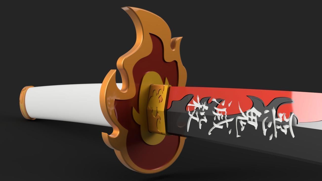 Demon Slayer Kimetsu no Yaiba -Kyojuro Rengoku Katana - Scabbard 3D print model_1