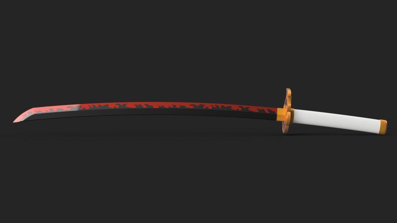 Demon Slayer Kimetsu no Yaiba -Kyojuro Rengoku Katana - Scabbard 3D print model_4