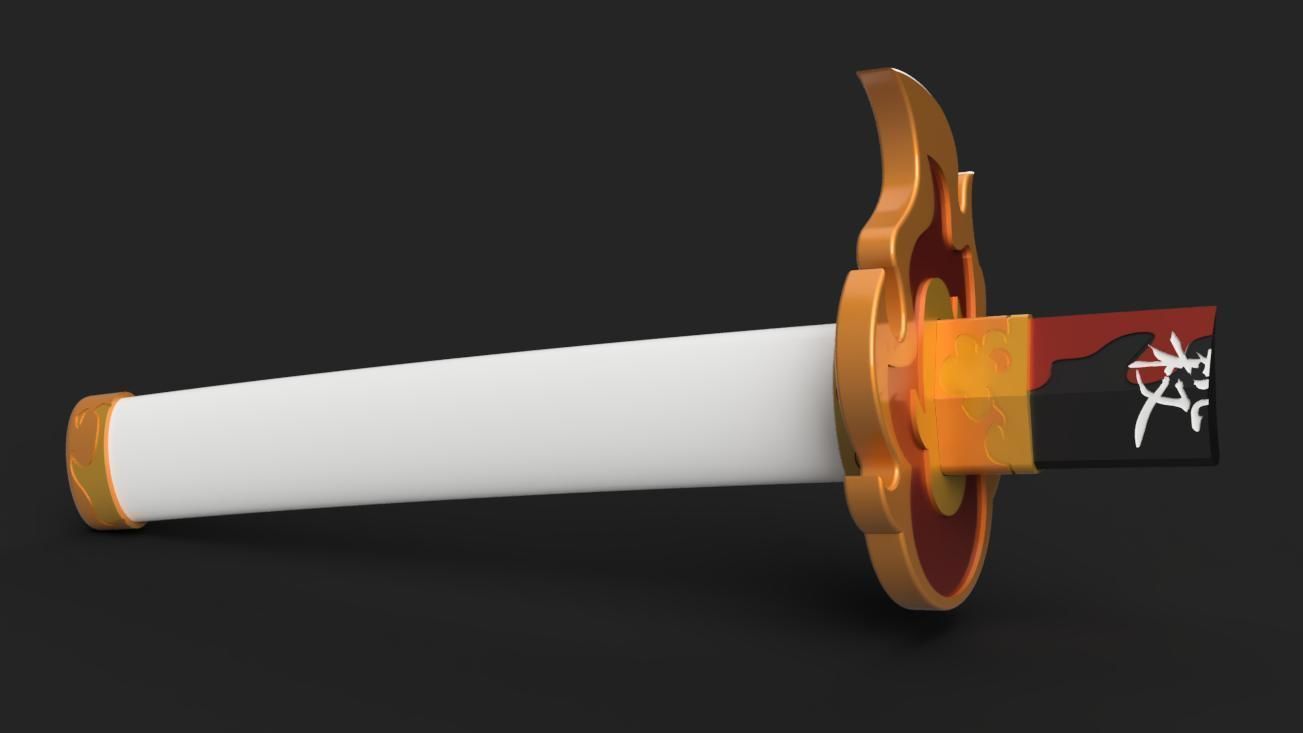 Demon Slayer Kimetsu no Yaiba -Kyojuro Rengoku Katana - Scabbard 3D print model_6