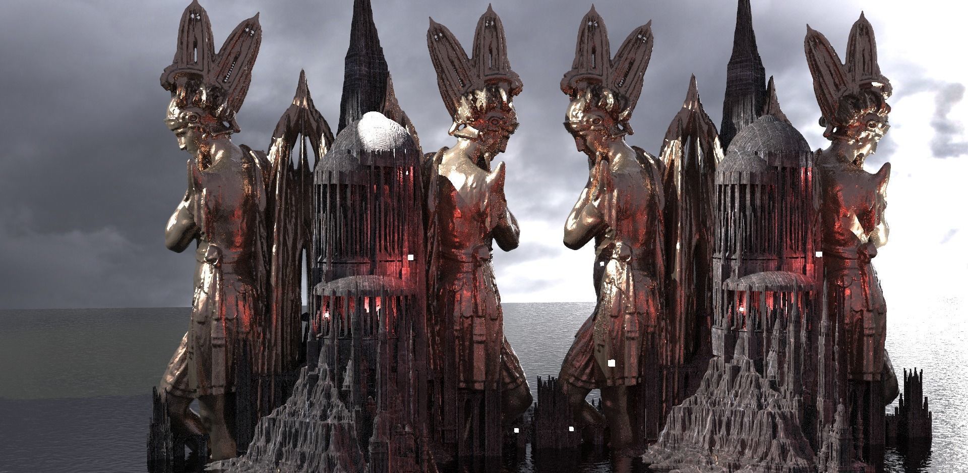 Apollo Sun God Temple 4 Towers Kit bash 3D model_2