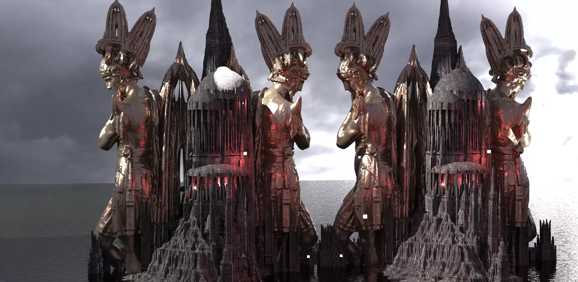 Apollo Sun God Temple 4 Towers Kit bash 3D model_0