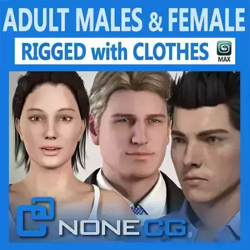 Pack - Adult Males and Female Rigged Megapack 3D model