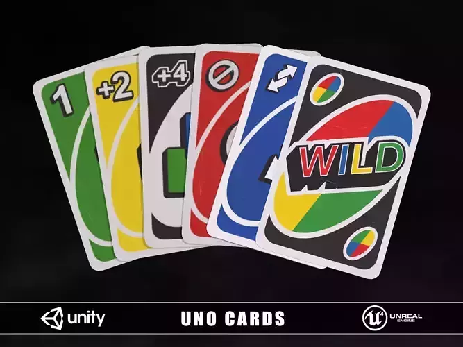 Uno Cards Low-poly 3D model