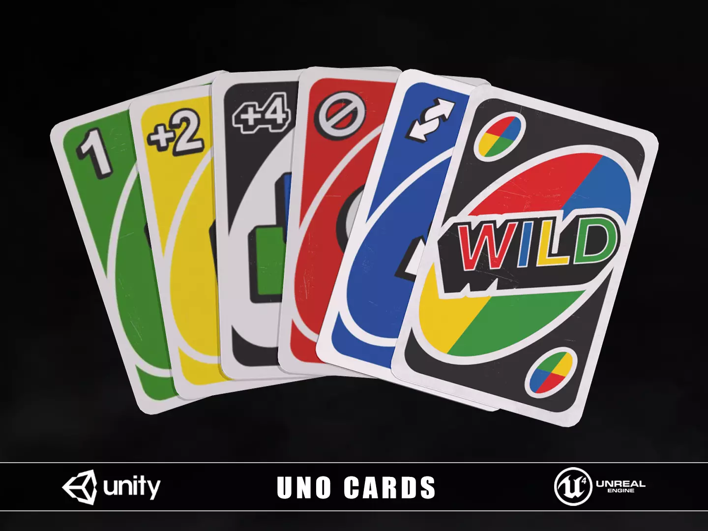 Uno Cards Low-poly 3D model