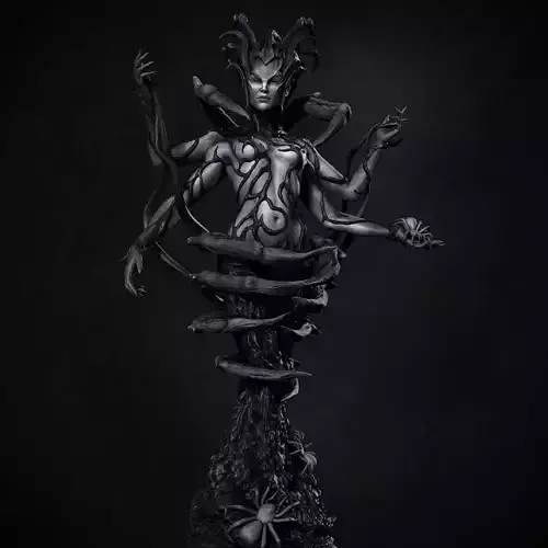 Mephala statue of deity on table 3D print model