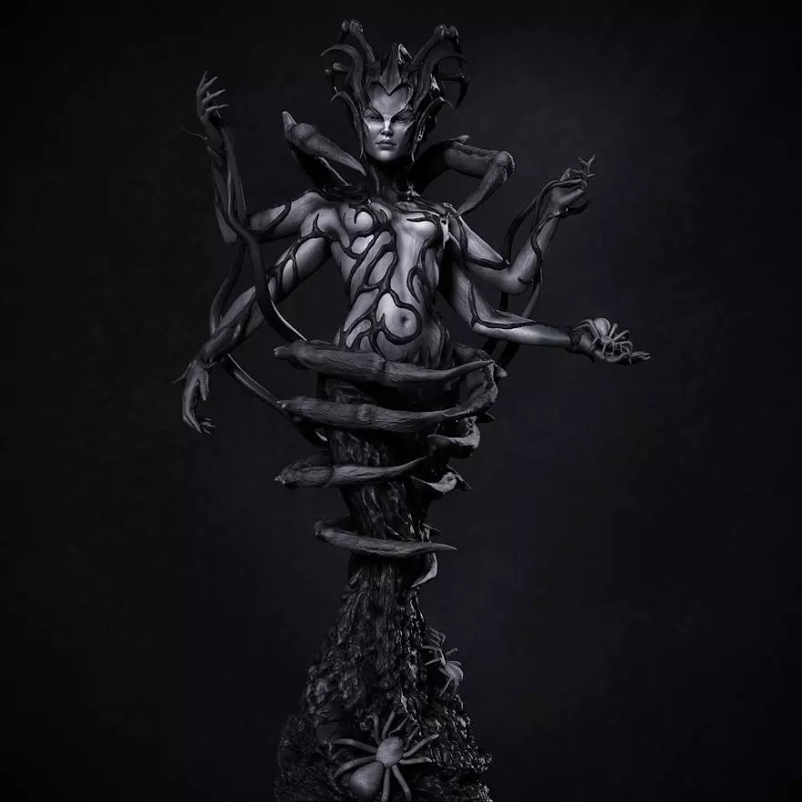 Mephala statue of deity on table 3D print model_0