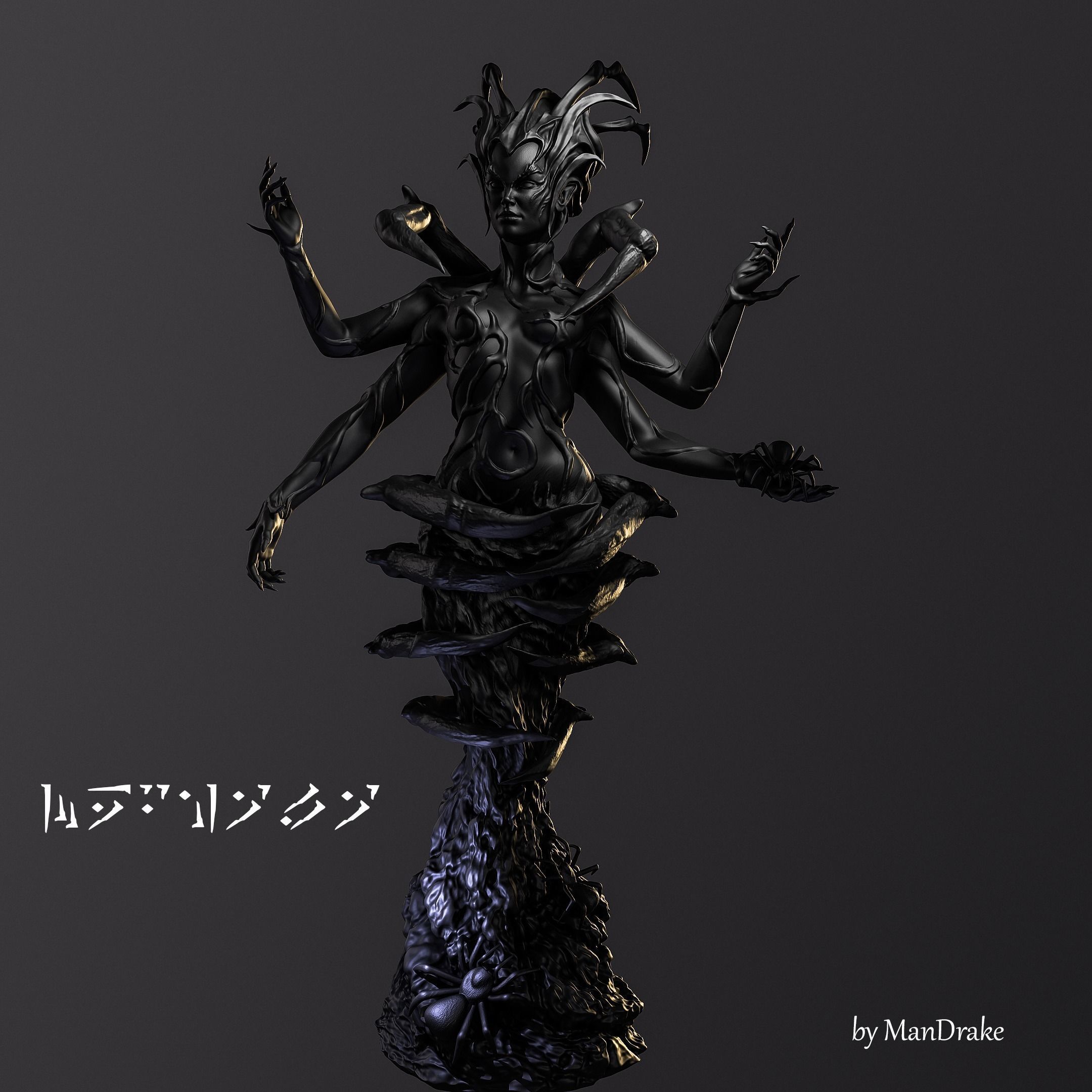 Mephala statue of deity on table 3D print model_1