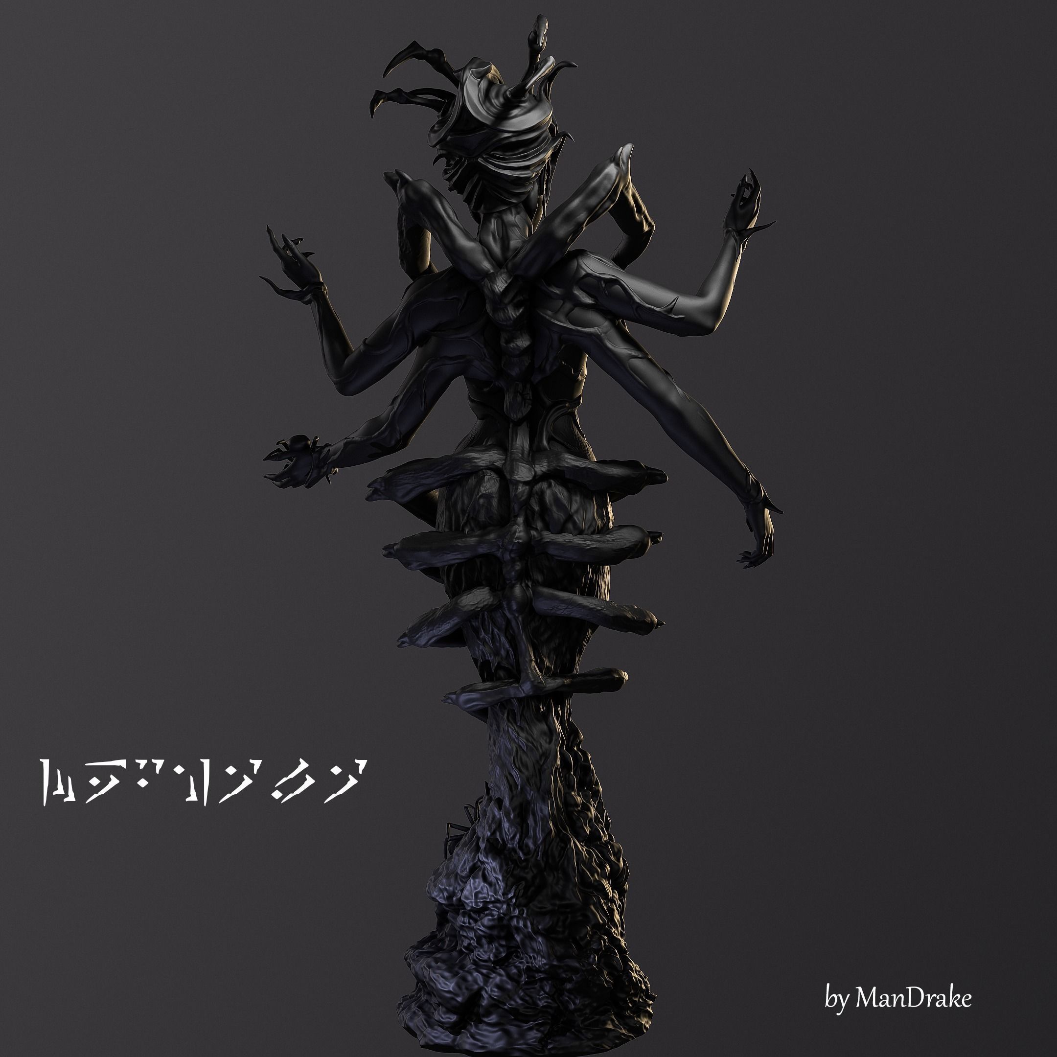 Mephala statue of deity on table 3D print model_6