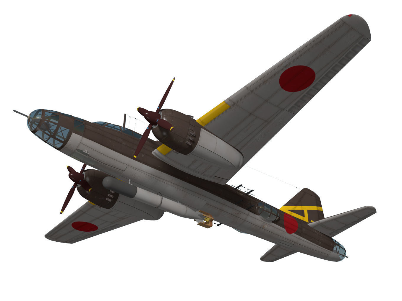 Ki67 Type4 heavy bomber Hiryu 3D model_3