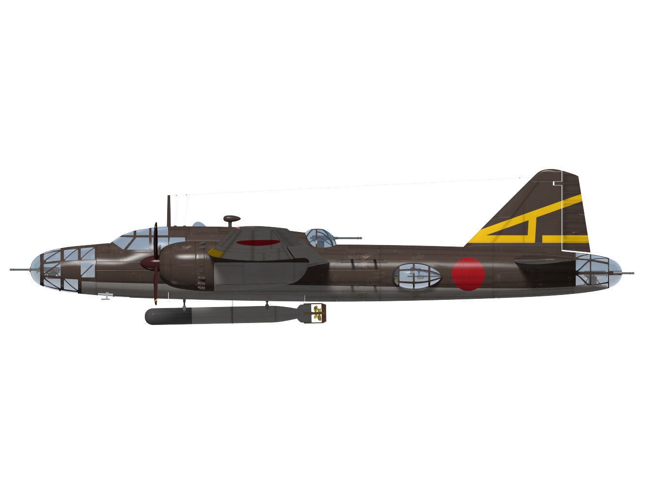 Ki67 Type4 heavy bomber Hiryu 3D model_8