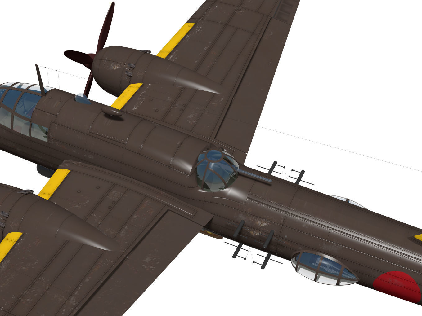 Ki67 Type4 heavy bomber Hiryu 3D model_7