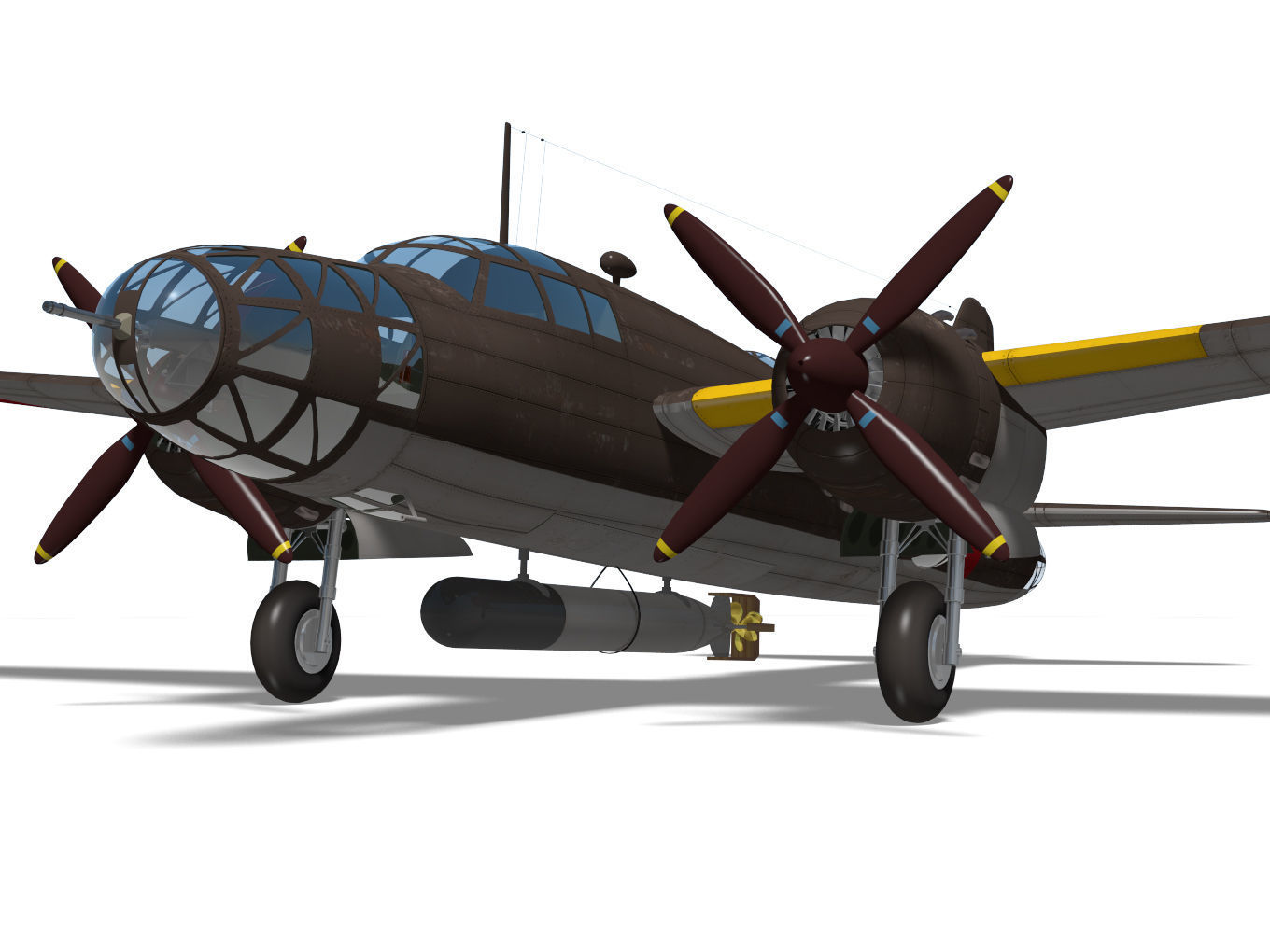 Ki67 Type4 heavy bomber Hiryu 3D model_6