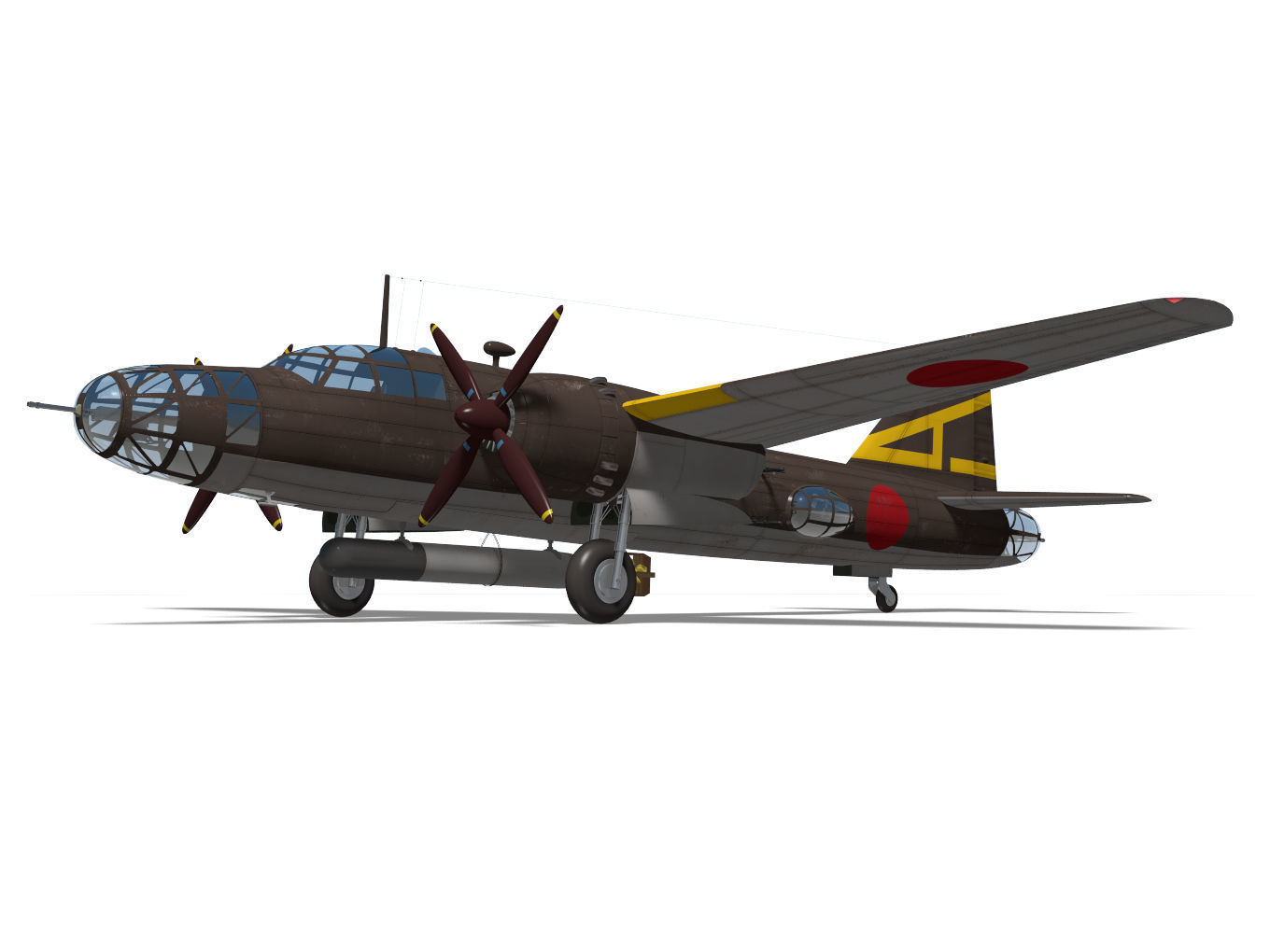 Ki67 Type4 heavy bomber Hiryu 3D model_4