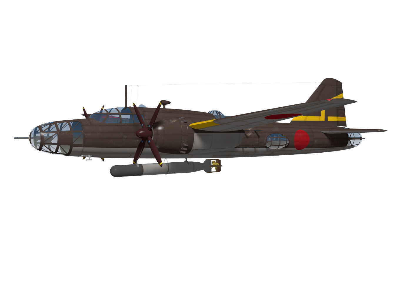 Ki67 Type4 heavy bomber Hiryu 3D model_2