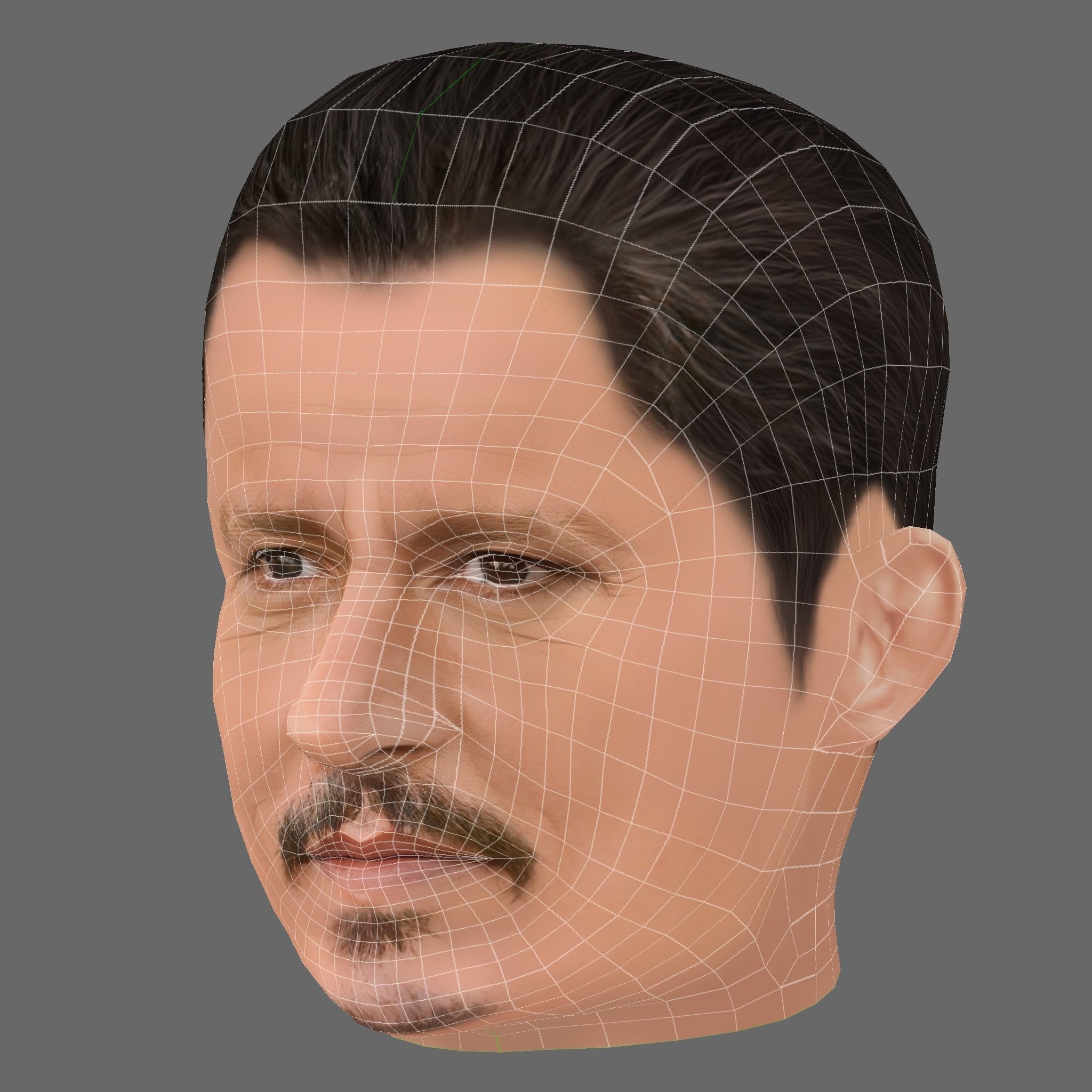Johnny Depp Head - Low poly head for game Low-poly 3D model_7