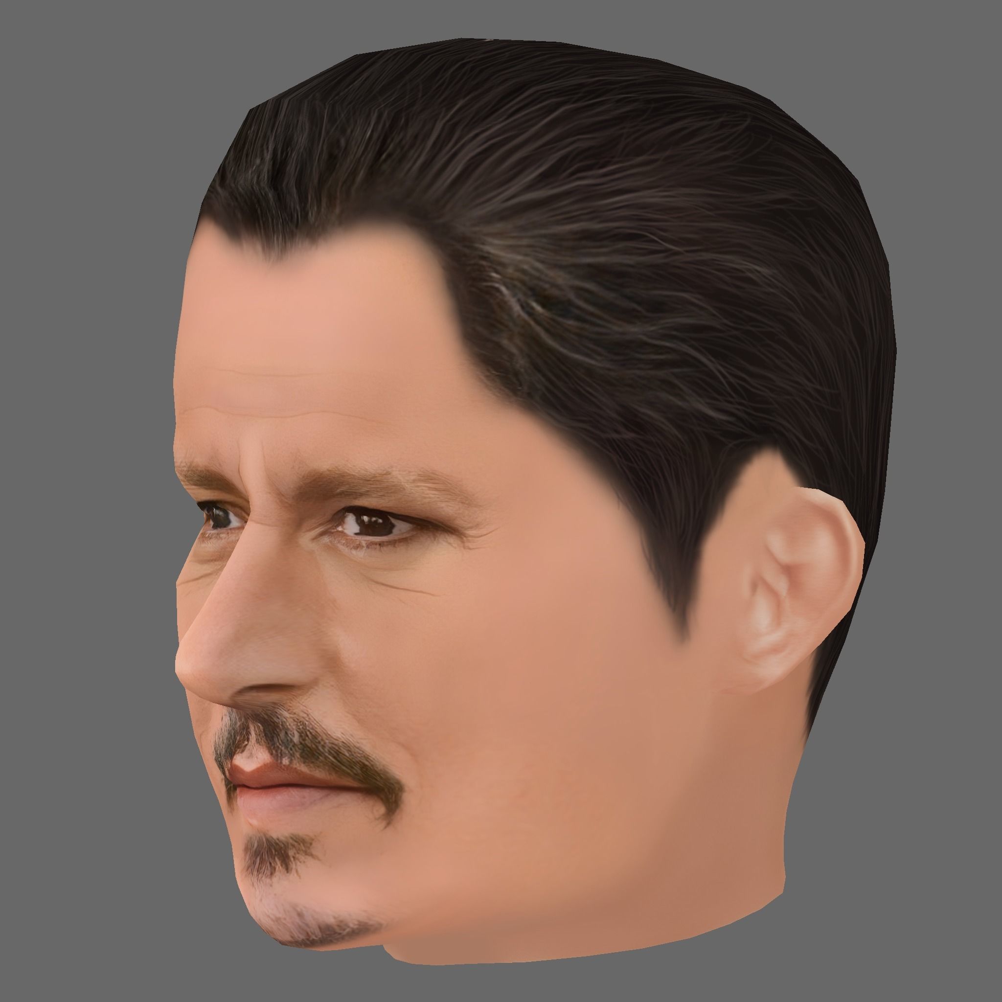 Johnny Depp Head - Low poly head for game Low-poly 3D model_1