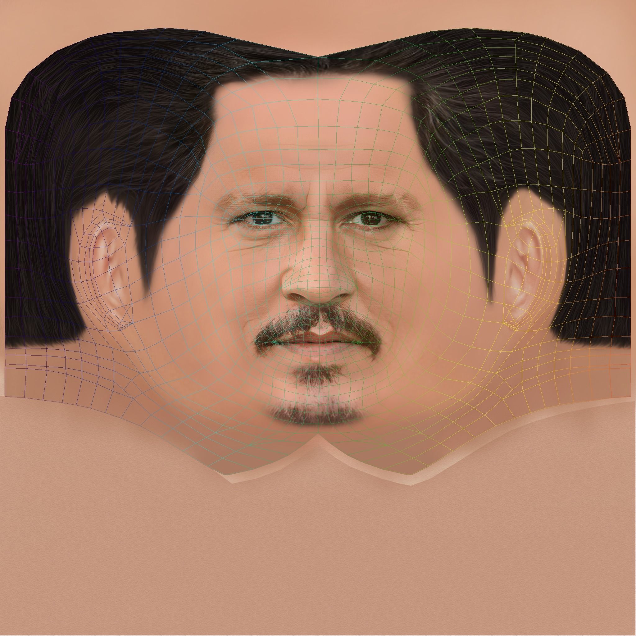Johnny Depp Head - Low poly head for game Low-poly 3D model_8
