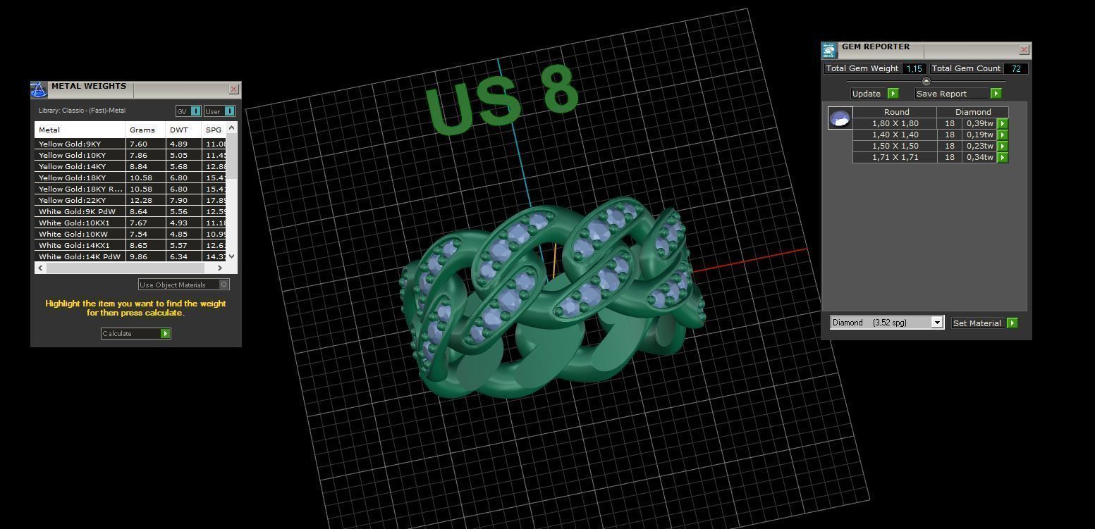 Medium Cuban Ring Option 1 3D print model_6