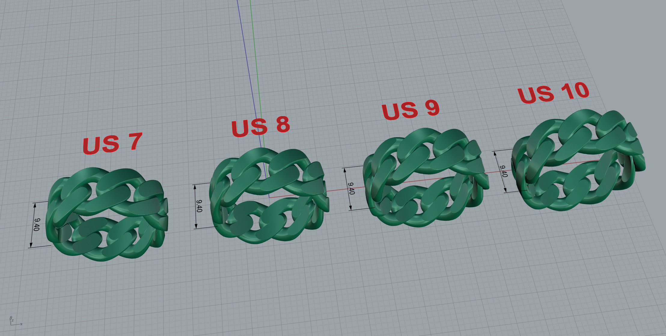 Medium Cuban Ring Option 2 3D print model_12