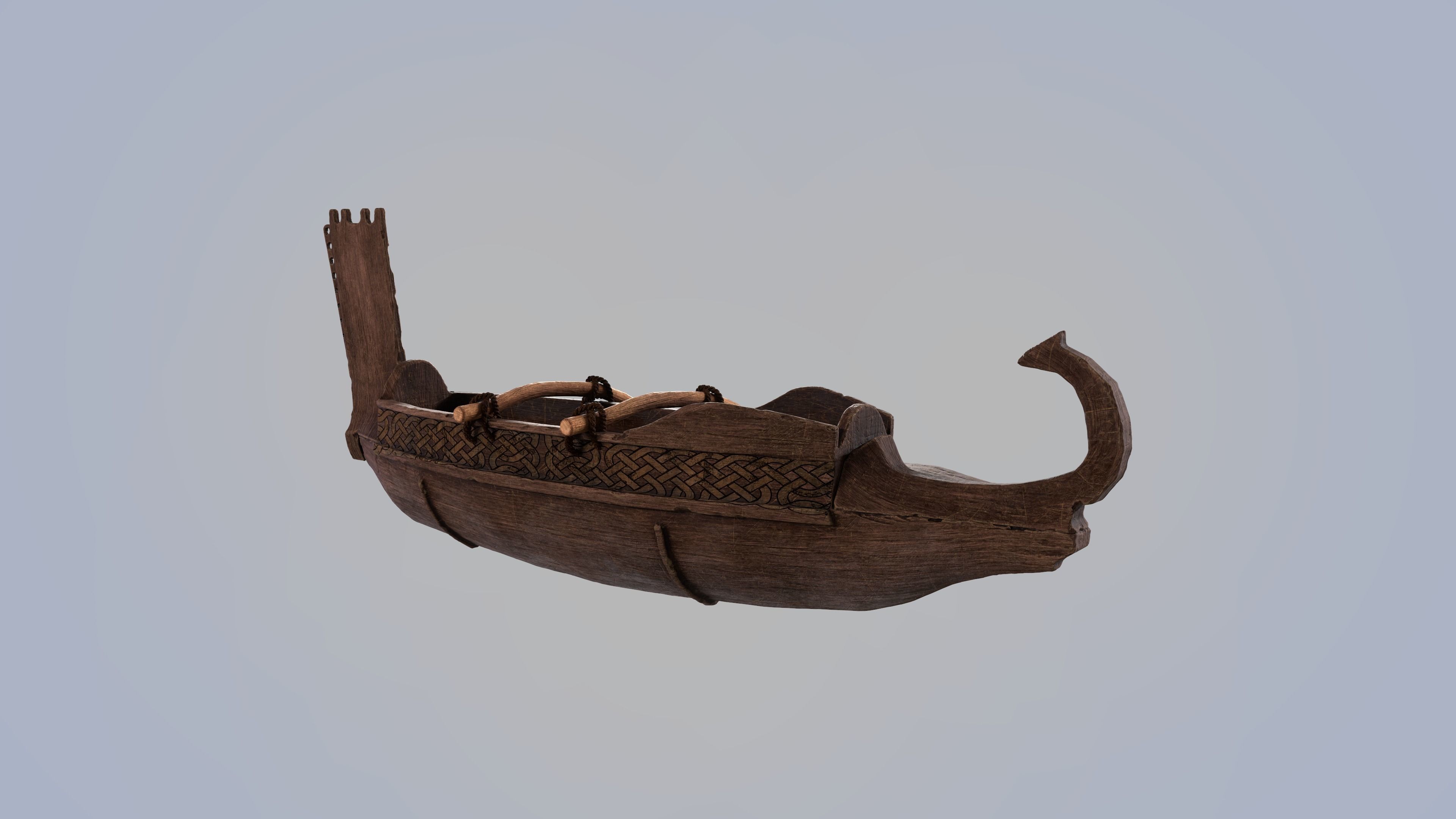 Ancient Outrigger Canoe 3D model_2