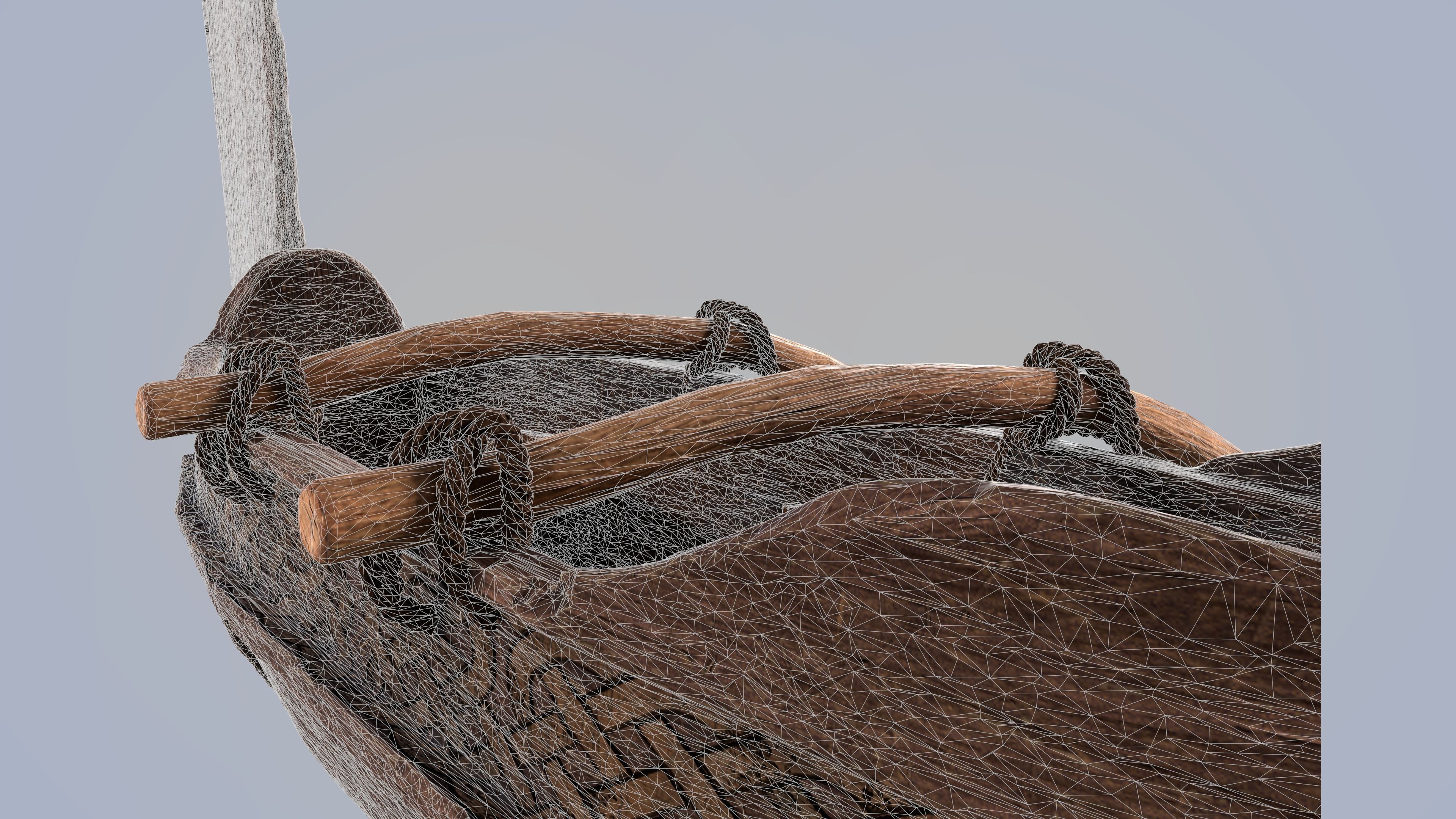 Ancient Outrigger Canoe 3D model_3