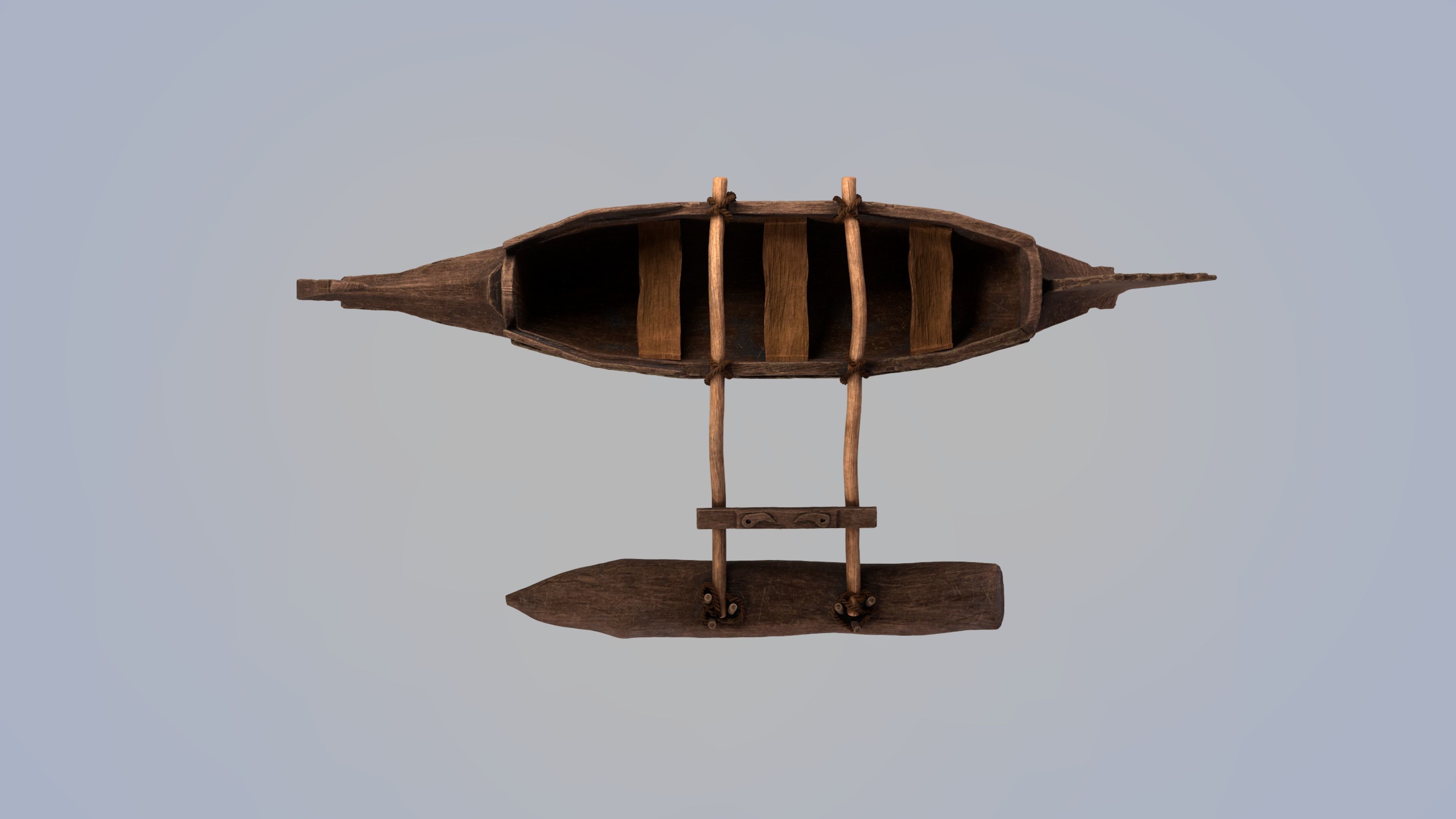 Ancient Outrigger Canoe 3D model_4