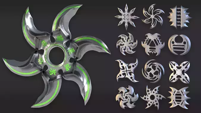 Shuriken Ninja Star CollectionVol 03 Low-poly 3D model