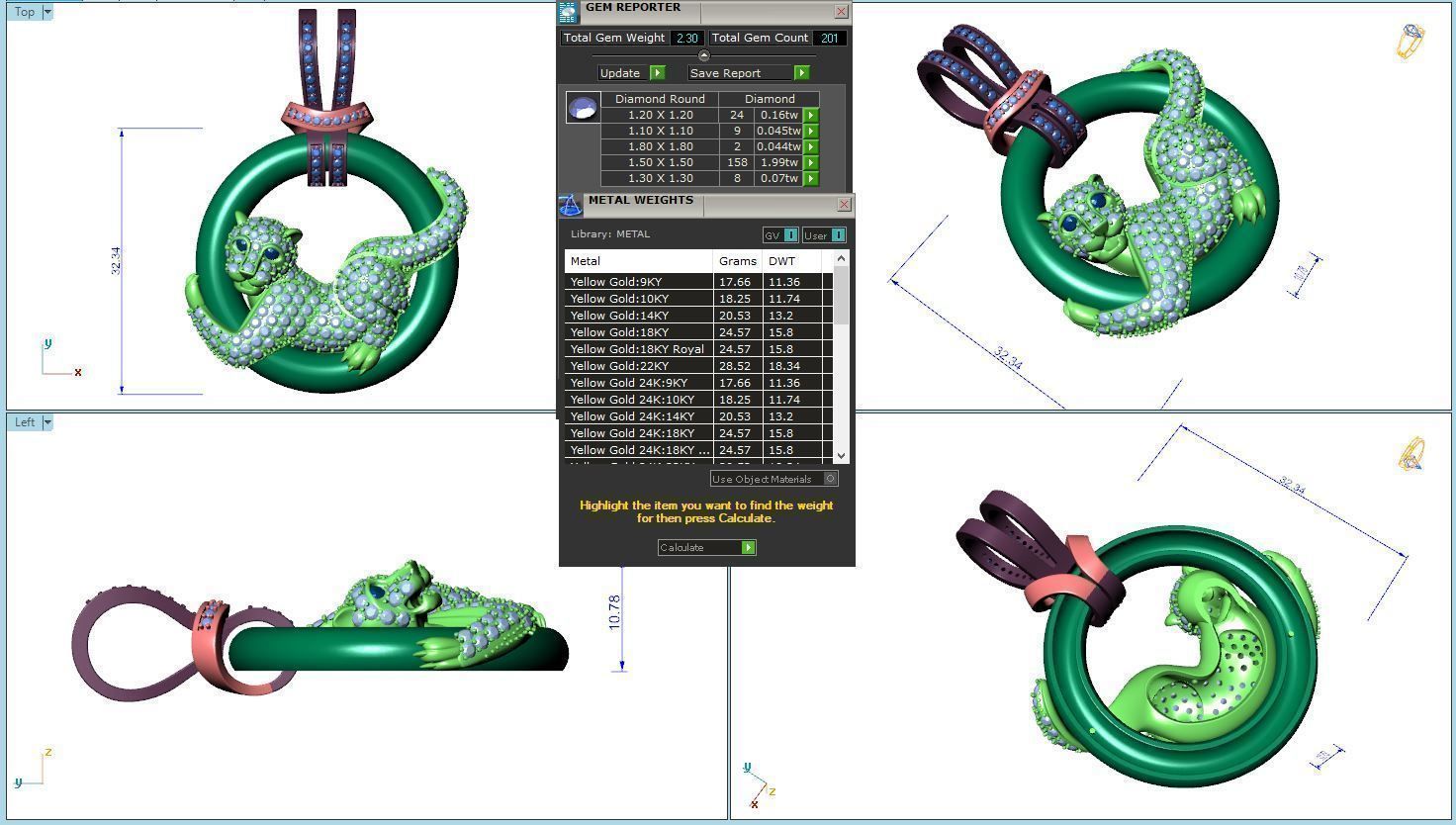 Cat pendant 3D print model_3