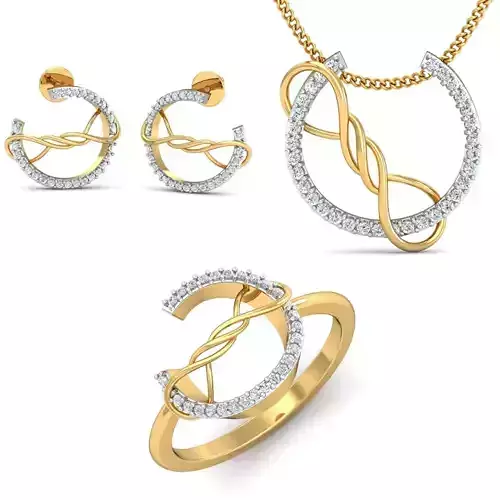 Women Ring Earring Pendant 3dm STL Render Detail