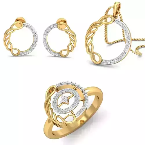 Women Ring Earring Pendant 3dm STL Render Detail