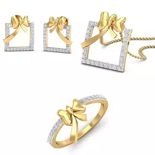 Women Ring Earring Pendant 3dm STL Render Detail