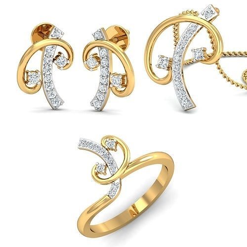 Women Ring Earring Pendant Set 3dm STL Render 3D print model