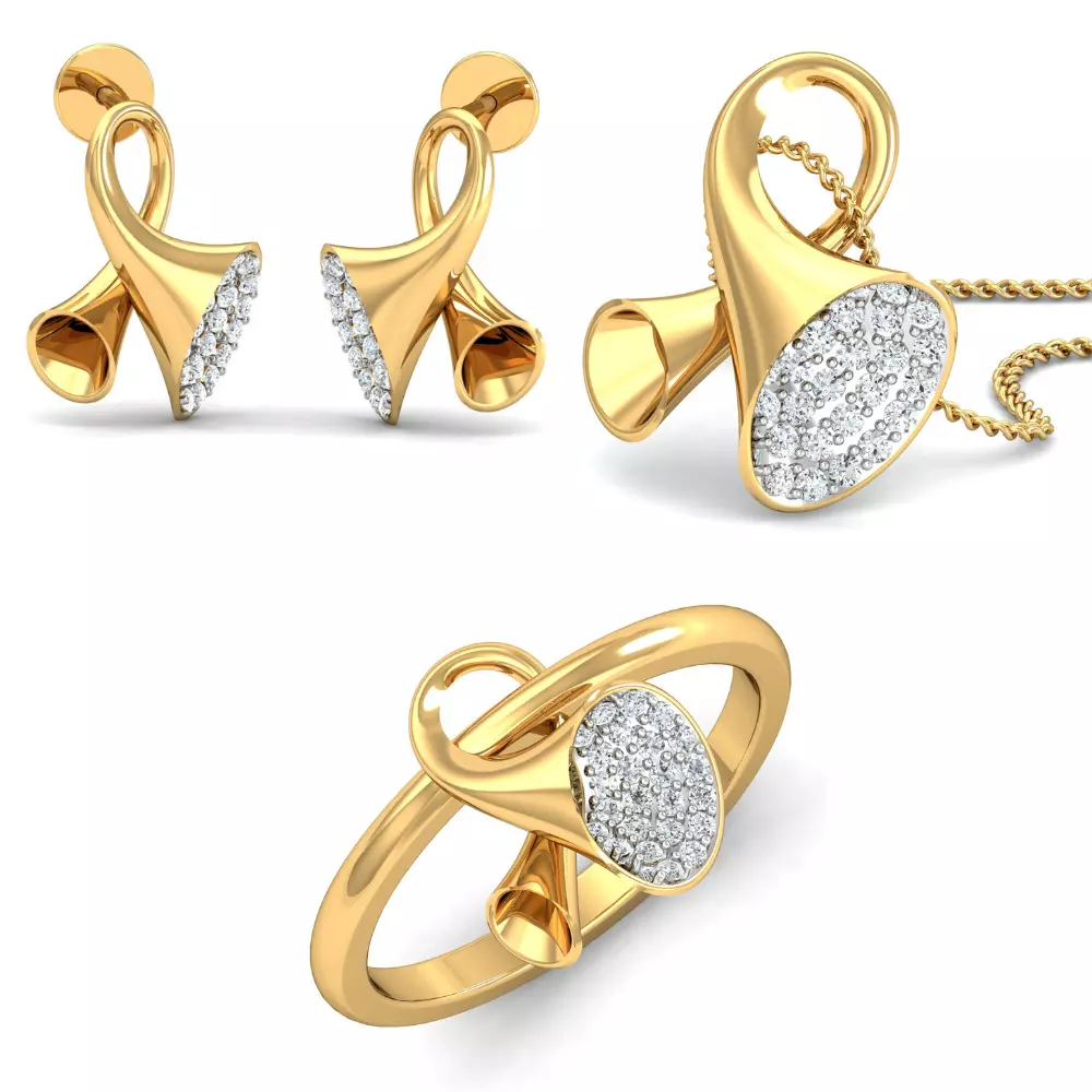Women Ring Earring Pendant Set 3dm STL Render 3D print model