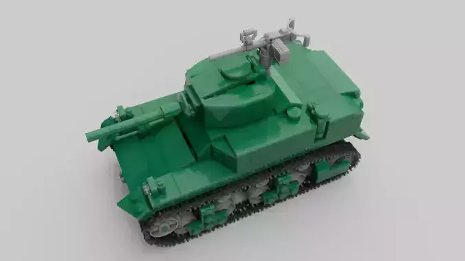 Rigged Lego M3A1 Tank 3D model
