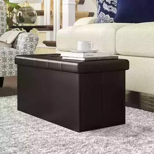Gillingham Leather Tufted Rectangle Storage Ottoman