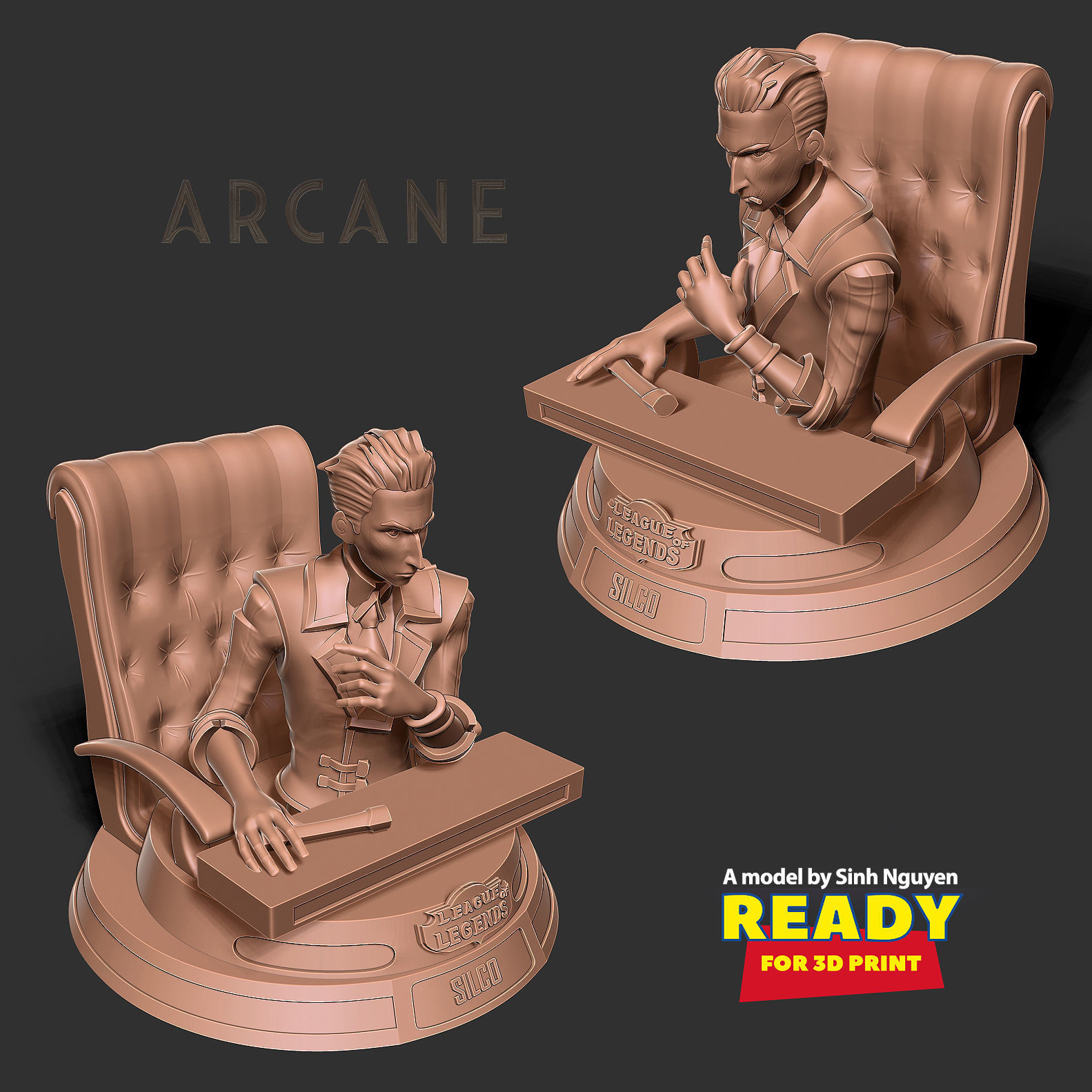Silco bust - Arcane Fanart 3D print model_3