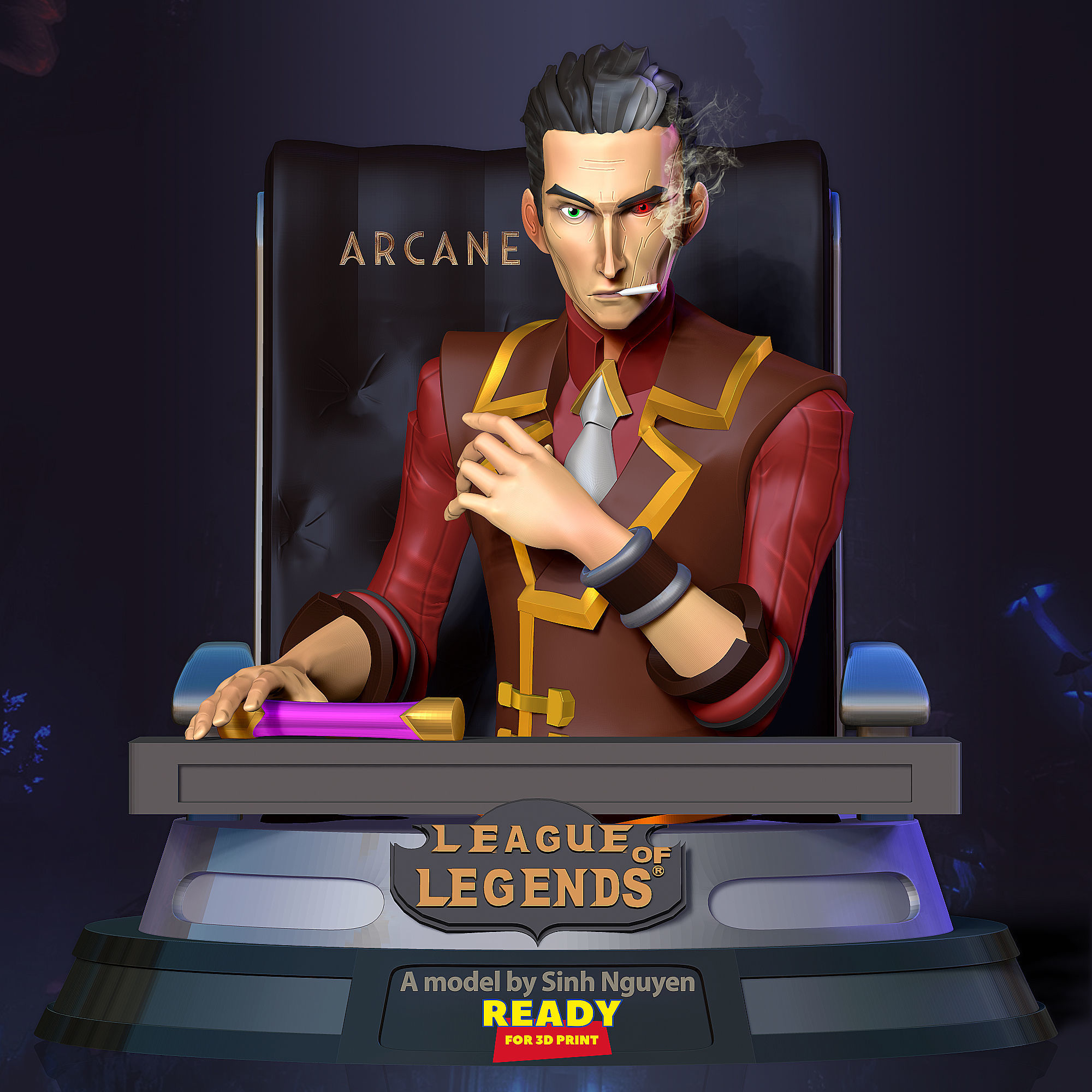 Silco bust - Arcane Fanart 3D print model_6