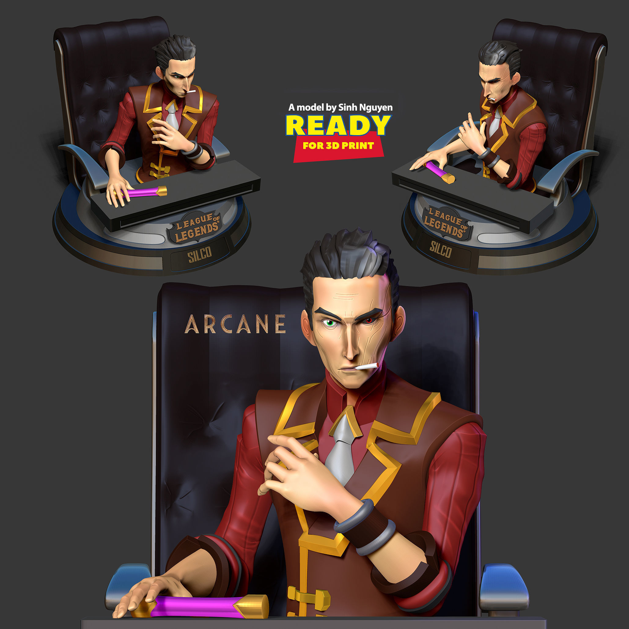 Silco bust - Arcane Fanart 3D print model_1