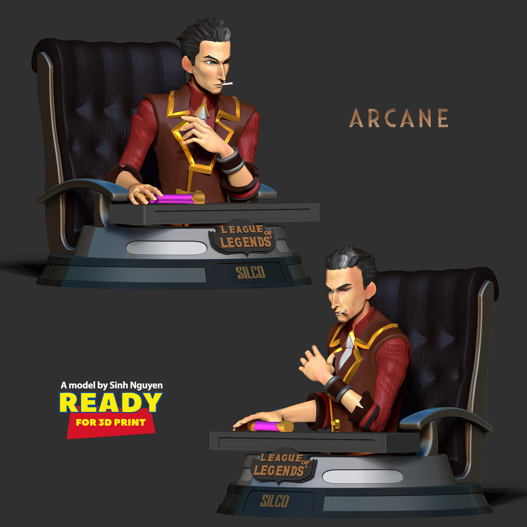 Silco bust - Arcane Fanart 3D print model_4