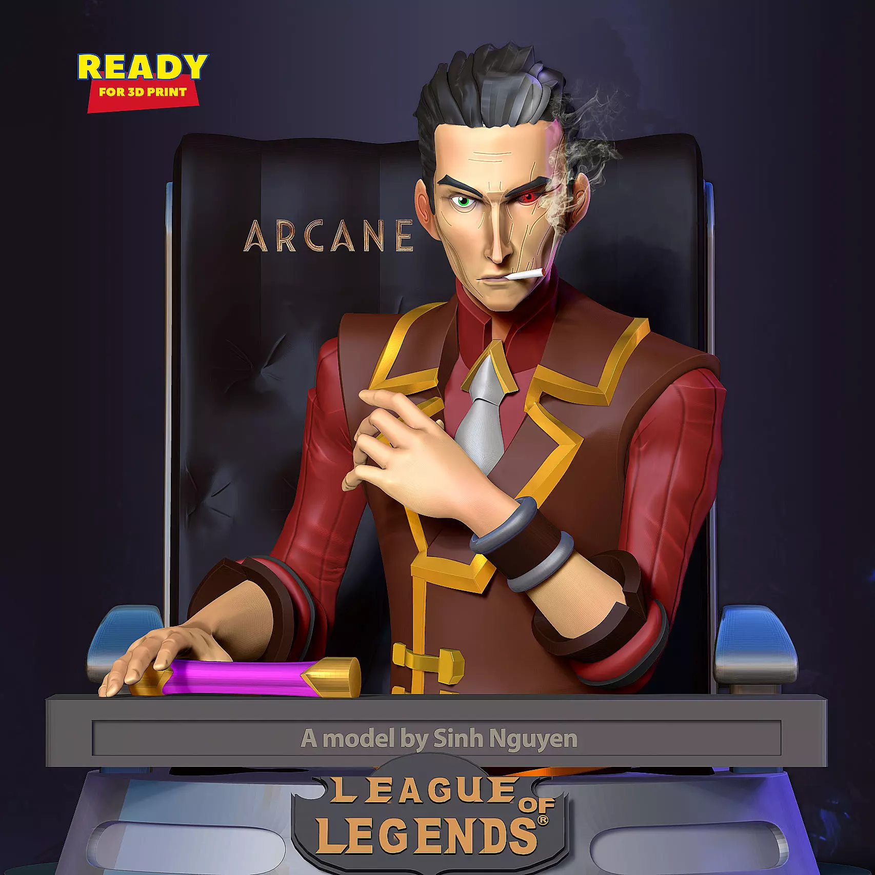 Silco bust - Arcane Fanart 3D print model_0