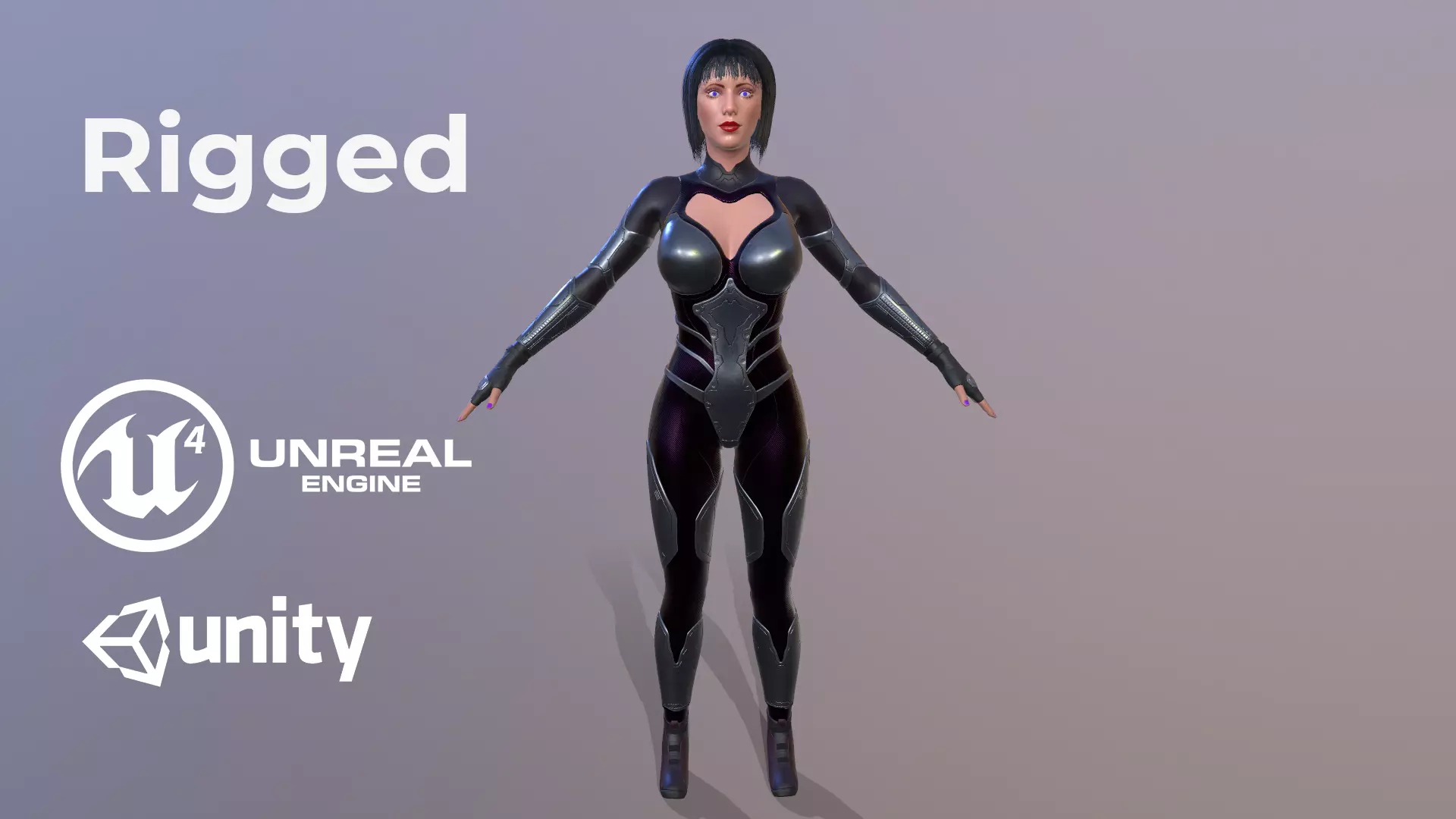 Cyber punk Girl Low-poly 3D model