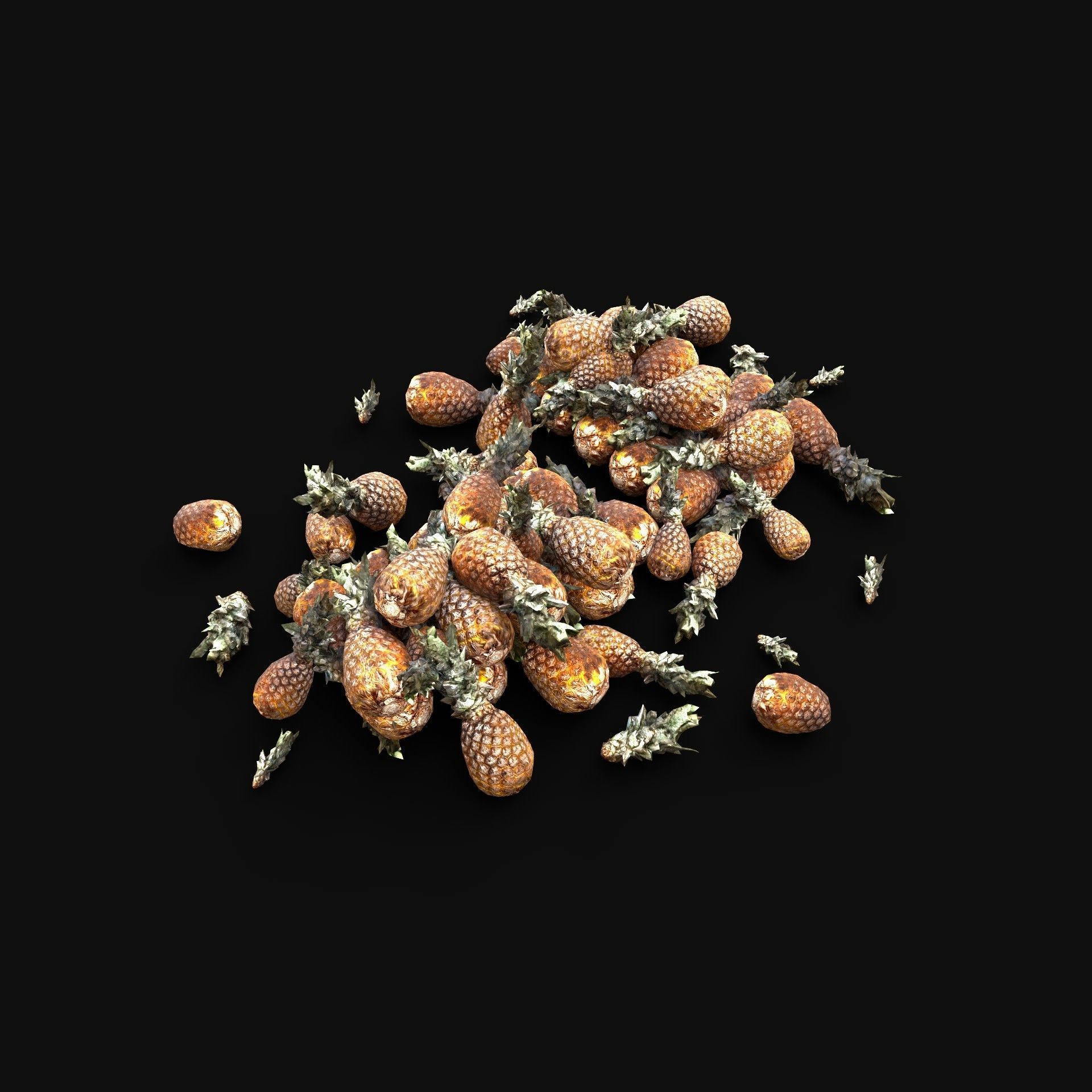 PINEAPPLE ANANAS STOCK PILE STREET MARKET PROP Low-poly 3D model_2