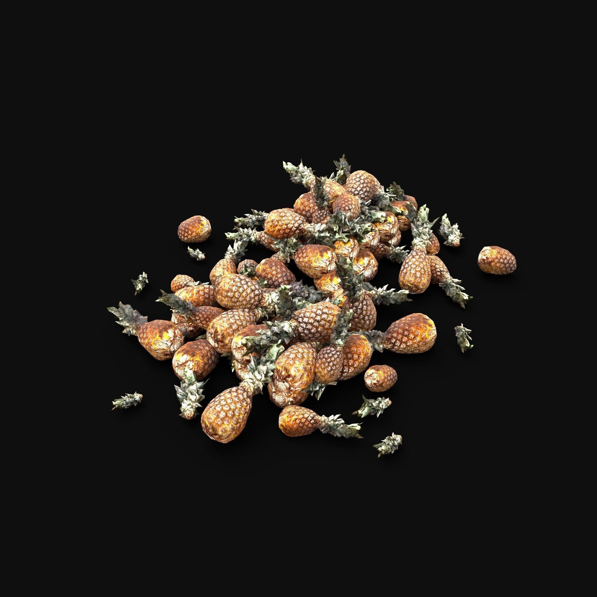 PINEAPPLE ANANAS STOCK PILE STREET MARKET PROP Low-poly 3D model_4