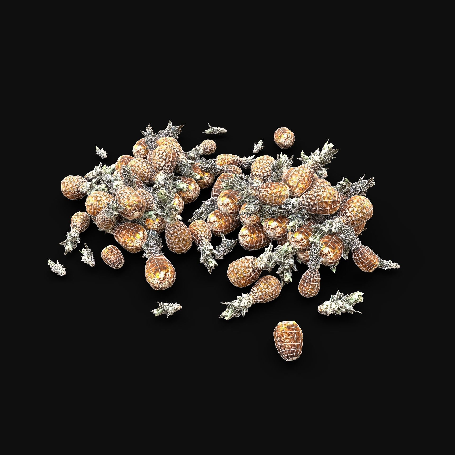 PINEAPPLE ANANAS STOCK PILE STREET MARKET PROP Low-poly 3D model_5