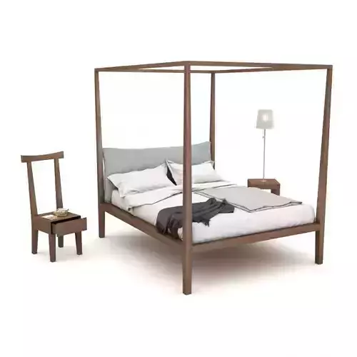 Bed With Chair And Nightstand